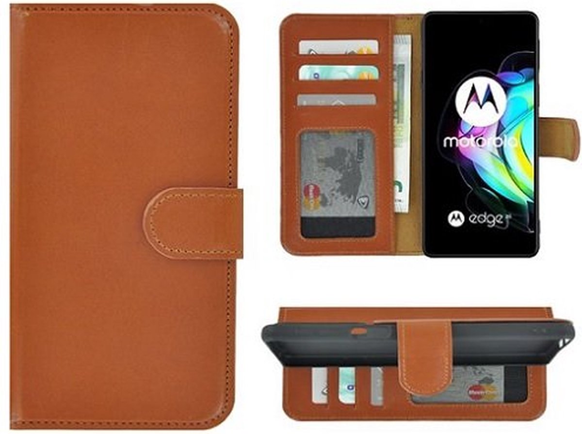 Motorola Edge 20 Hoesje Met Pasjeshouder Bookcase Bruin