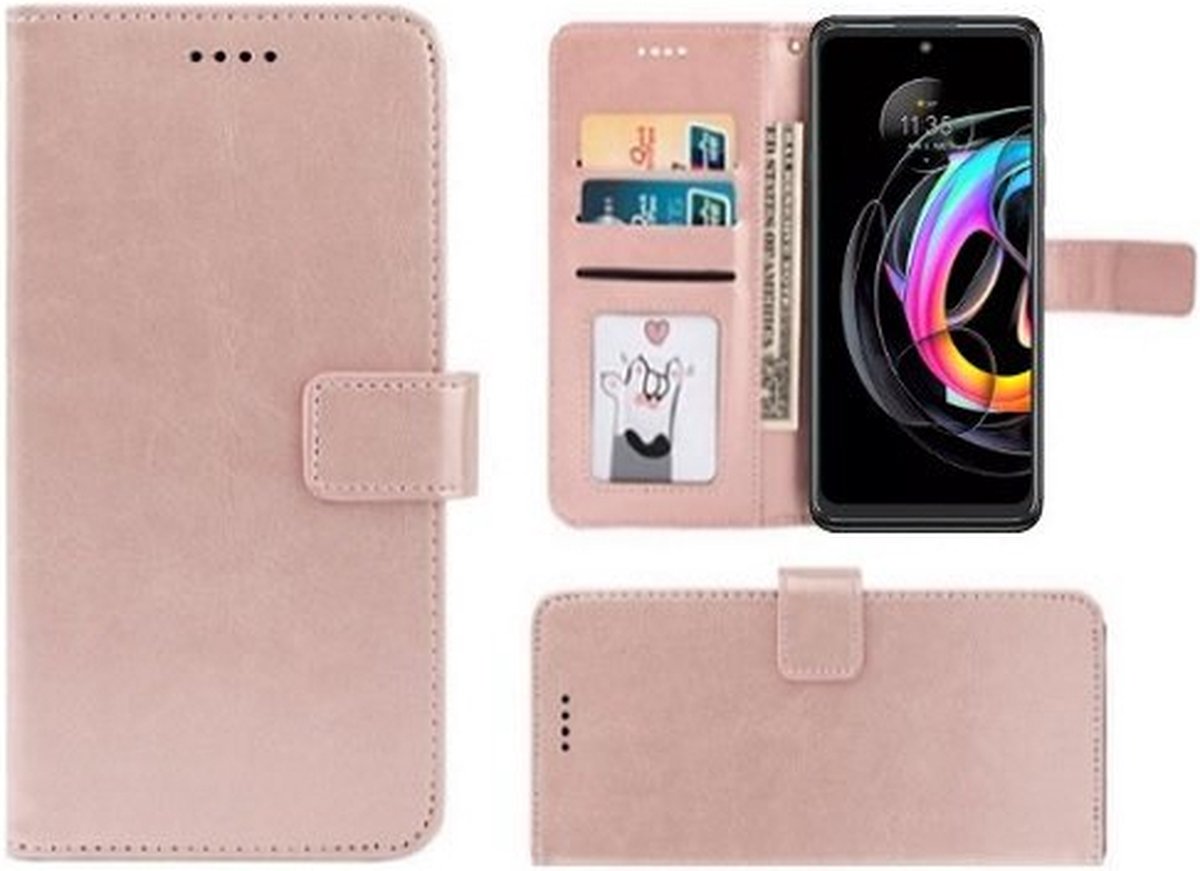 Motorola Edge 20 Lite Hoesje Met Pasjeshouder Bookcase Rose Goud