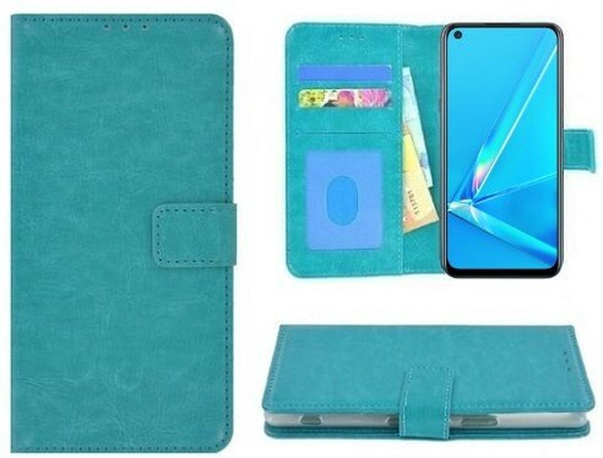 Oppo A92 Hoesje Met Pasjeshouder Bookcase Turquoise