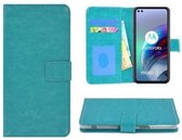 Motorola Moto G100 Hoesje Met Pasjeshouder Bookcase Turquoise