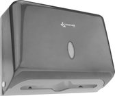 PrimeMatik - Zwarte papieren handdoekdispenser voor badkamer 268x103x204mm