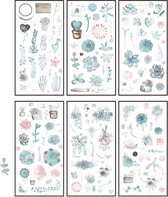 Washi Stickers Mintgroen - 6 Vellen Met Stickers - SANS481 - Thema Mintgroen Planten - Bullet Journal - Scrapbooking - Agenda Stickers - Decoratie Sticker