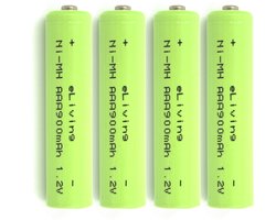 eLiving - Oplaadbare AAA batterijen. 900mAh. 4 stuks