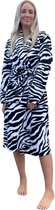 Badjas zebra maat L/XL- fleece badjas dames - sjaalkraag - kuitlengte