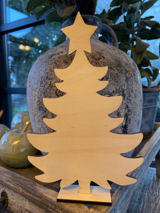 Set de 10 sapins de Noël en bois avec support - Noël - non transformé - école