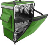 PrimeMatik - Groene draagbare koelkast 42 liter 35x49x25cm, isothermische tas rugzak voor picknick, camping, strand, voedselbezorging per motor of fiets