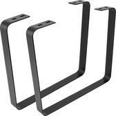 PrimeMatik - Rechthoekige tafel en bankvoeten. Voeten in zwart staal 480 x 45 x 420 mm 2-pack
