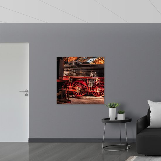 WallClassics - Bois - Pièces d'unité de train d'usine - 100x100 cm - 12 mm d'épaisseur - Photo sur bois (avec système de suspension)