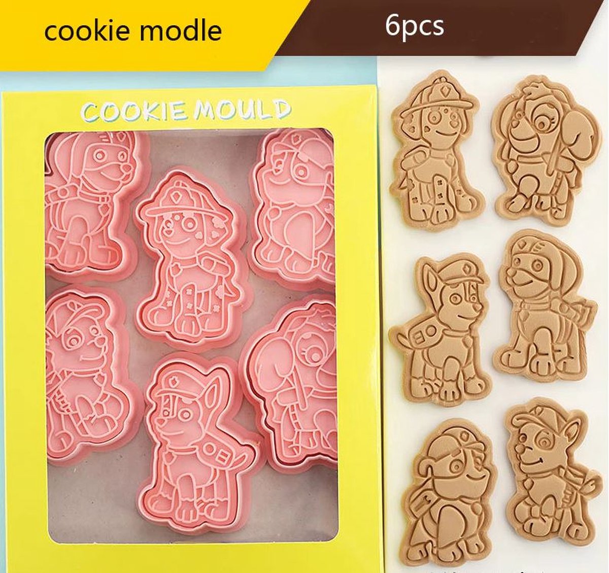 Moule à Biscuits Pat Patrouille - 8 Pièces 3D En Plastique Alimentaire - Pour Biscuits, Fondant, Pâte à Sel - Enfants