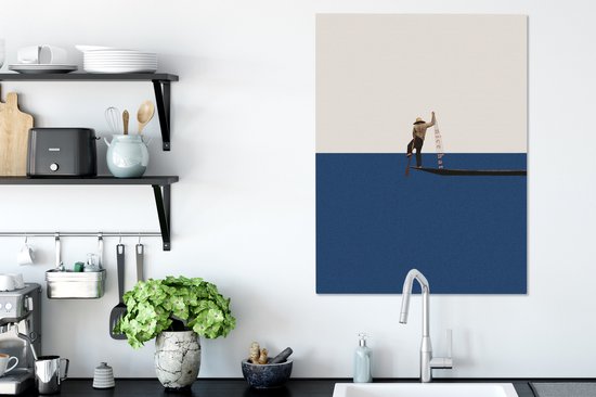 Toile - Abstrait - Bateau - Mer - Texte - Chapeau - Abstrait - 60x80 cm - Canvasdoek - Peinture sur toile