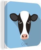 Une illustration de portrait d'une toile de vache 50x50 cm - Tirage photo sur toile (Décoration murale salon / chambre) / Peintures sur toile Animaux de la ferme