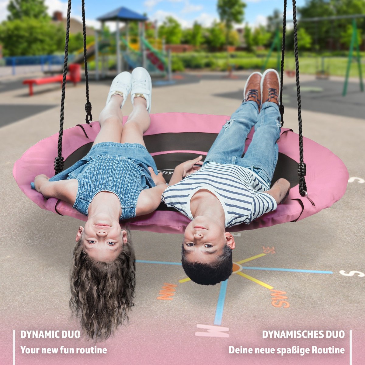 Physionics® Nestschommel, voor binnen en buiten, tot 300 kg belastbaar, 100 cm, voor kinderen/volwassenen, Oxford-weefsel, ronde schommel, bordschommel, tuinschommel, hangschommel Physionics® Nestschommel, voor binnen en buiten, tot 300 kg belastbaar, 100 cm, voor kinderen/volwassenen, Oxford-weefsel, ronde schommel, bordschommel, tuinschommel, hangschommel