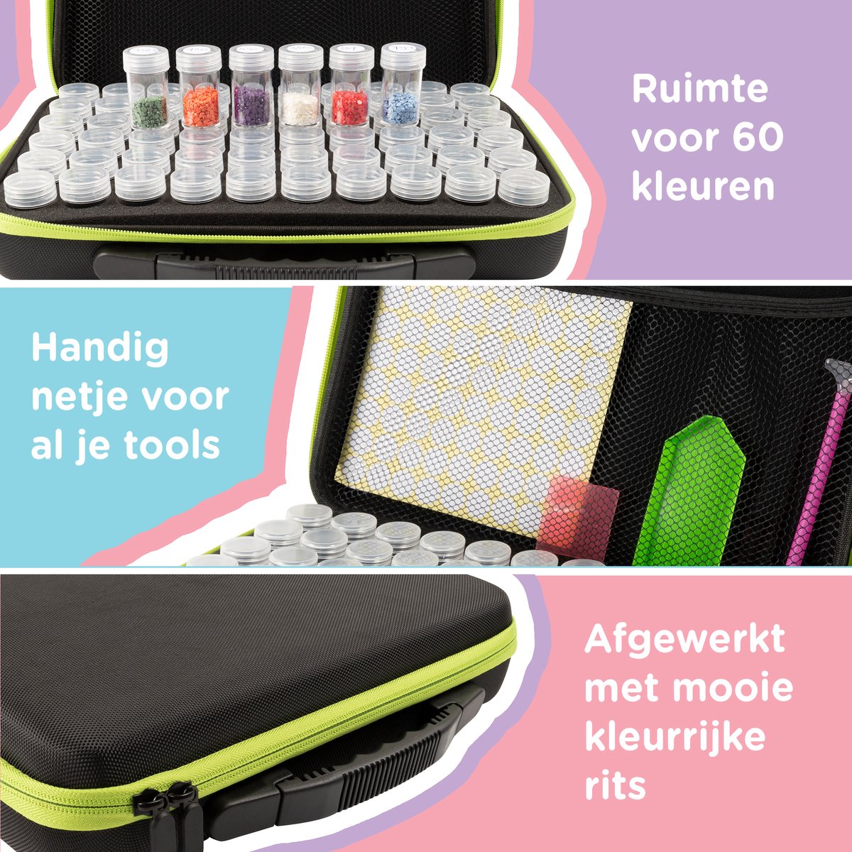 Crafts&Co Diamond Painting Opbergdoos 60 - Accesoires: Pen, Stickers, Wax - Opbergkoffer/Sorteerdoos — afbeelding 2
