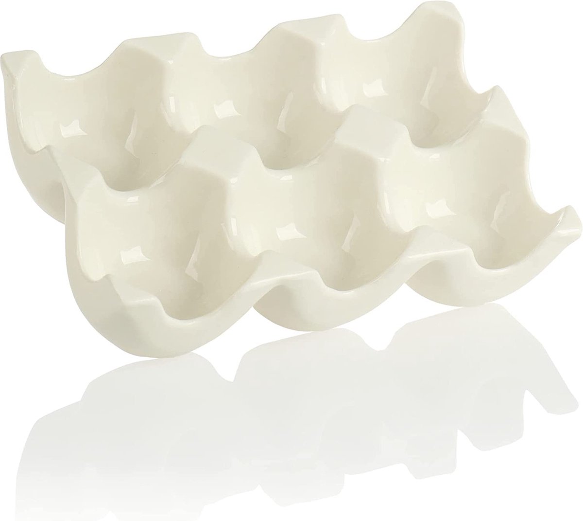 keramische eierhouders - eierhouder voor in de koelkast - eiermand voor 6 eieren - keukenaccessoires (02 stuks - wit)