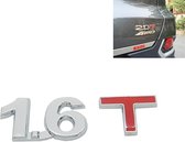 3D Universele Decal Verchroomde Metalen 1.6 T Auto Embleem Badge Sticker Auto Trailer Gasverplaatsing Identificatie, Size: 8.5x2.5 cm