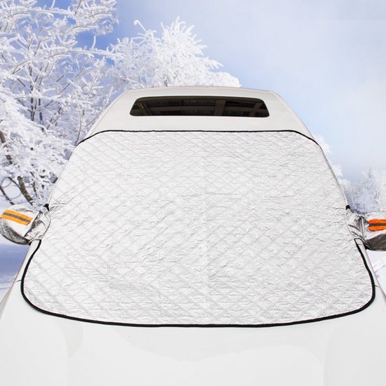Couverture antigel pour voiture- avec bande réfléchissante- Matériau composite multicouche - Water- et anti-UV - Double fixation- 144x115CM argent