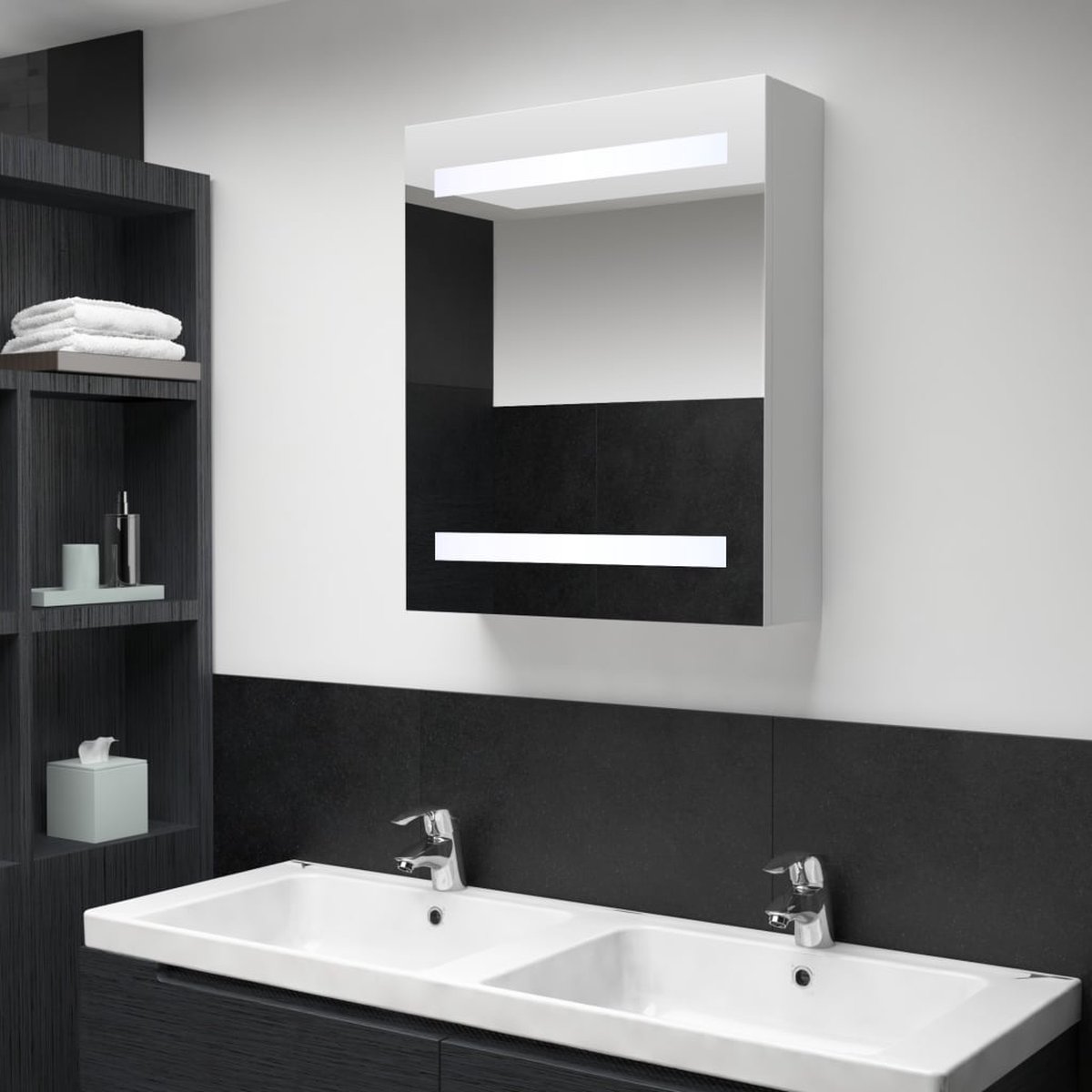 Prolenta Premium - Badkamerkast met spiegel en LED 50x13,5x60 cm