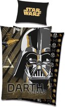 Star Wars Dekbedovertrek - Darth Vader - 140 x 200 cm Zwart/geel 60 x 63 cm