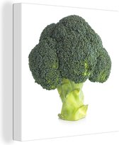 Canvas Schilderij Broccoli tegen een witte achtergrond - 20x20 cm - Wanddecoratie