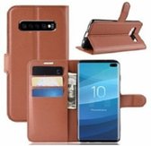 Samsung S10 PLUS Hoesje Met Pasjeshouder Bookcase Bruin