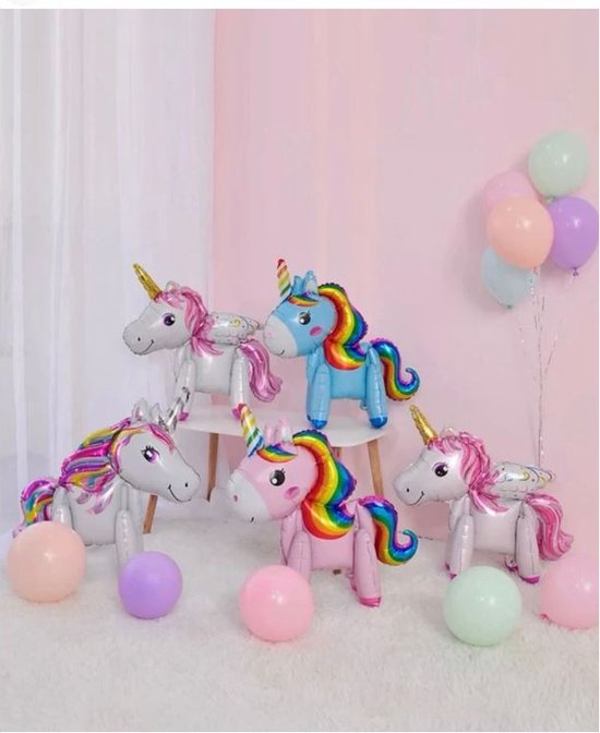 Unicorn ballon - set van 5 stuks - Eenhoorn - ballonnen - verjaardag - kinderfeestje - surprise - rose - blauw - wit - diverse kleuren - ongeveer 30 cm - Hype