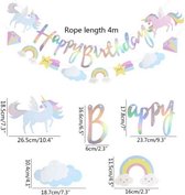 Regenboog eenhoorn - Unicorn - verjaardag slinger - Happy Birthday slinger - kinderen - kinderfeest - kinderverjaardag - grote slinger - versiering