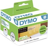 DYMO originele grote LabelWriter adreslabels | 36 mm x 89 mm | 2 rollen met elk 130 labels (260 zelfklevende etiketten) | Geschikt voor de LabelWriter labelprinters | Gemaakt in Europa