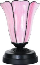 Art Deco Trade - Tiffany lage tafellamp zwart met Liseron Pink
