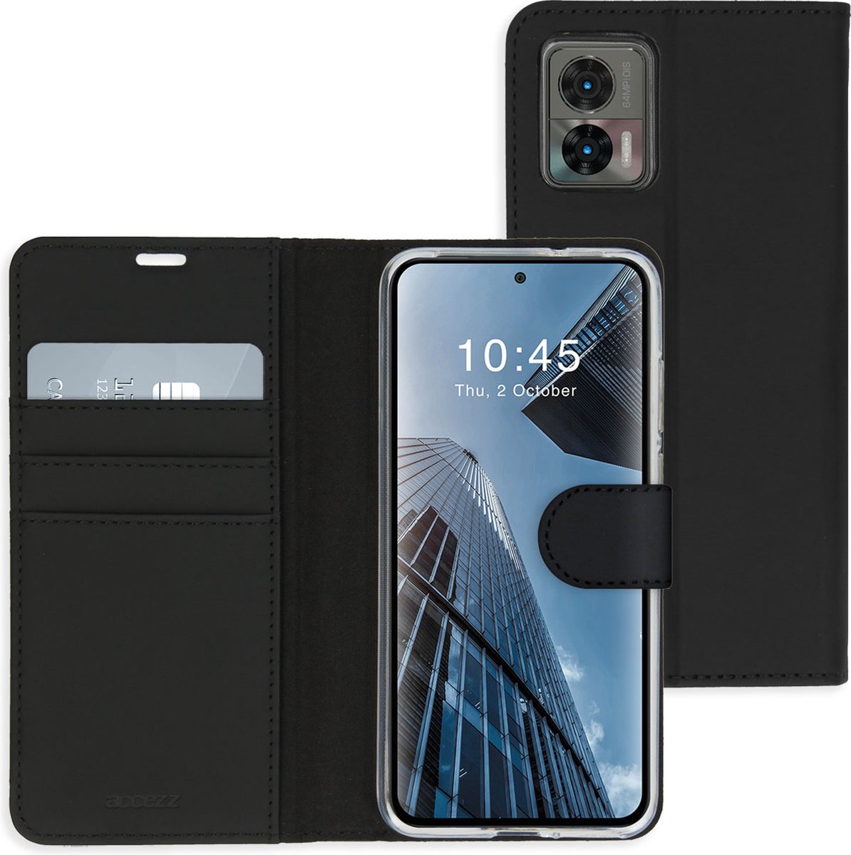 Accezz Hoesje Geschikt voor Motorola Edge 30 Neo Hoesje Met Pasjeshouder - Accezz Wallet Softcase Bookcase - Zwart