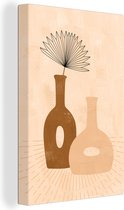Toile Peinture Végétale - Vases - Pastel - Bohème - 60x90 cm - Décoration murale