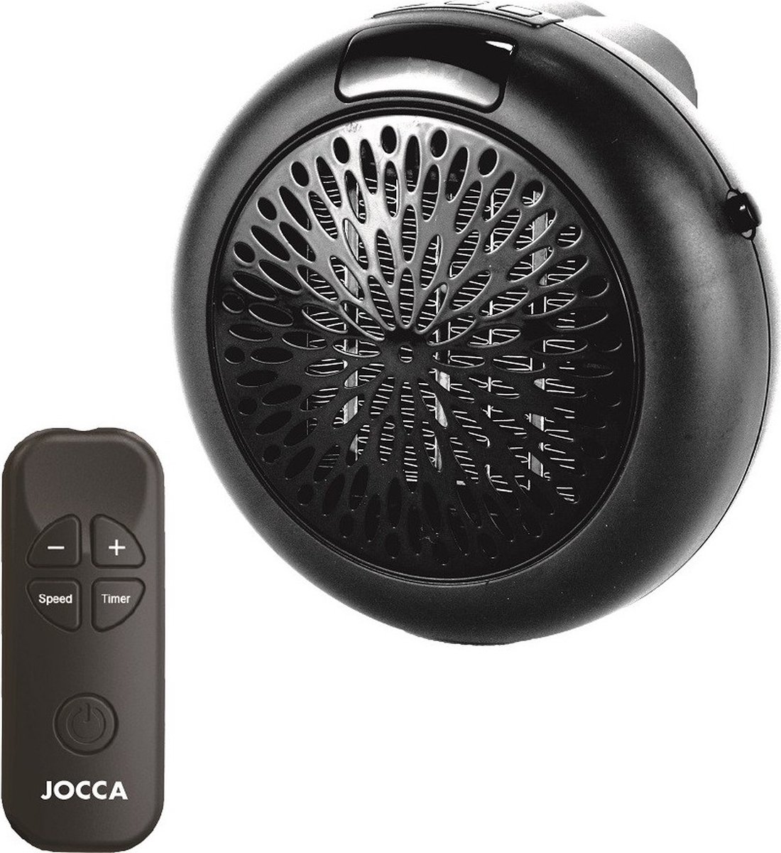 Jocca Stopcontact Mini Heater - 600W - 2 Standen - Thermostaat - Met Afstandsbediening - Zwart