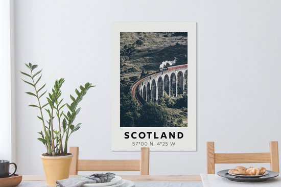 Toile Peinture Ecosse - Train - Pont - 60x90 cm - Décoration murale