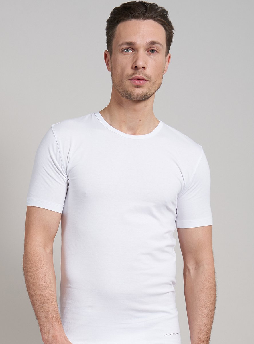 BALDESSARINI heren T-shirt met O-hals (2-pack) - wit - Maat: XL