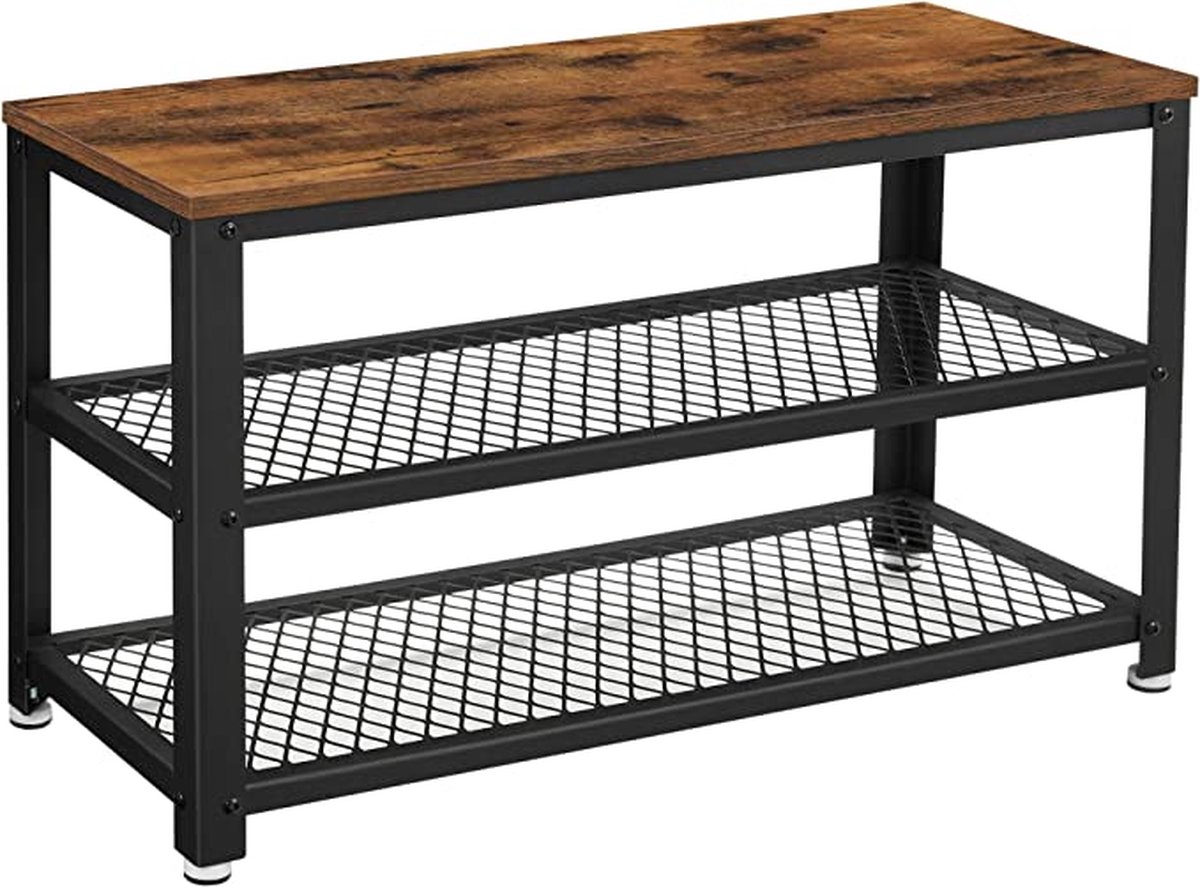MIRA Home - Schoenenrek - Schoenenbank - Bruin - Spaanplaat/Metaal - 73x30x45cm