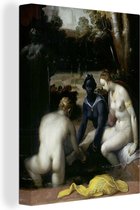 Canvas Schilderij Het toilet van Bathseba - Schilderij van Cornelis Cornelisz. van Haarlem - 30x40 cm - Wanddecoratie