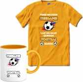 Lion de football Oranje - Coupe du Monde et Championnat d'Europe de football - Vêtements de fête Fête du Roi et Fête de la Reine - T-Shirt avec mug - Filles - Jaune - Taille 12 ans