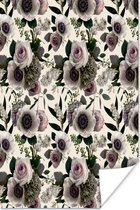 Poster Bloemen - Rozen - Bladeren - 20x30 cm