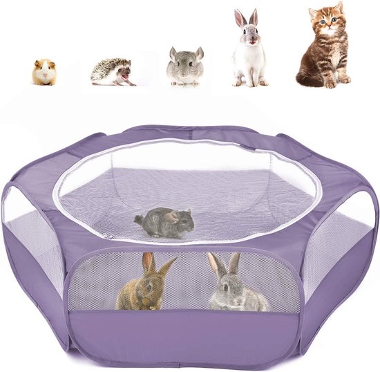 thumbnail image 2 of Small Animals Playpen,Pet Cage Tent Large Chicken Run Coop With Detachable Bottom Breathable Transparent Mesh Walls Foldable Pet Enclosure Puppy Kitten Ra 2 of 12