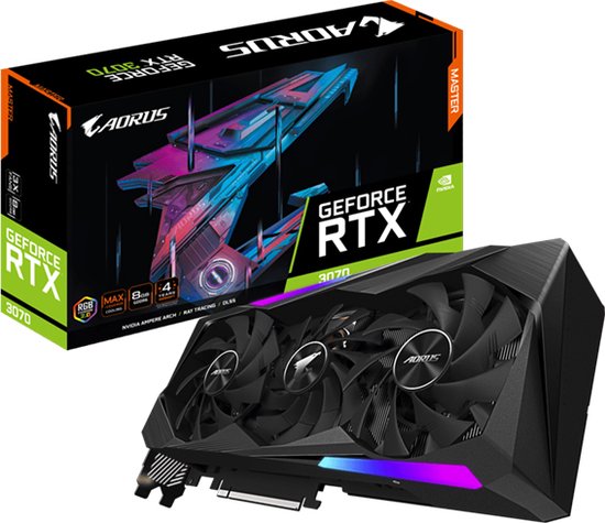 Gigabyte AORUS GeForce RTX 3070 Master 8GB GDDR6 videokaart 3xDP 3xHDMI Max-koeling RGB Renew