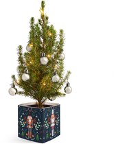 Mini kerstboom met 8 zilveren kerstballetjes en verlichting - inclusief  batterijen -... | bol.com
