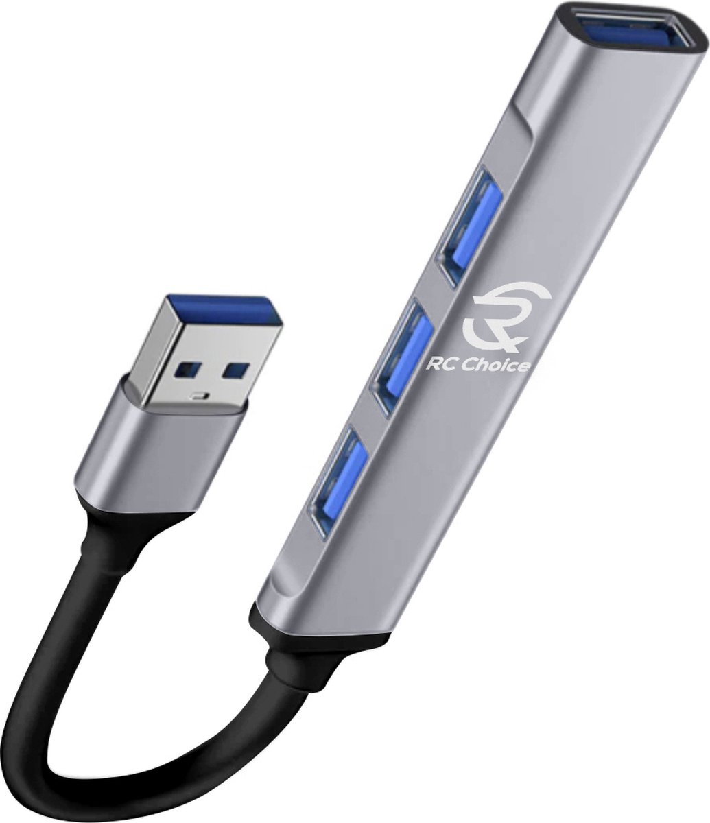 RC Choice USB 3.0 Hub - 4 USB poorten - Aluminium Zwart / Grijs