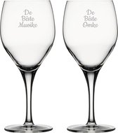 Gegraveerde Rode wijnglas 42,5cl De Bêste Muoike-De Bêste Omke
