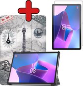 Hoes Geschikt voor Lenovo Tab P11 Pro Hoes Book Case Hoesje Trifold Cover Met Uitsparing Geschikt voor Lenovo Pen Met Screenprotector - Hoesje Geschikt voor Lenovo Tab P11 Pro Hoesje Bookcase - Eiffeltoren
