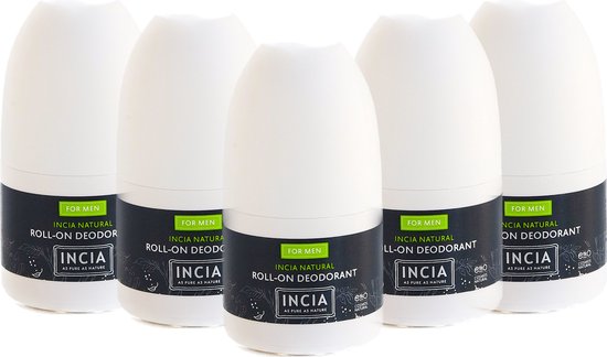 Incia - 100% Natuurlijke - Deodorant voor Mannen - 5x 50 ml - Natuurlijke deodorant: - tegen Zweetoksels - Vegan