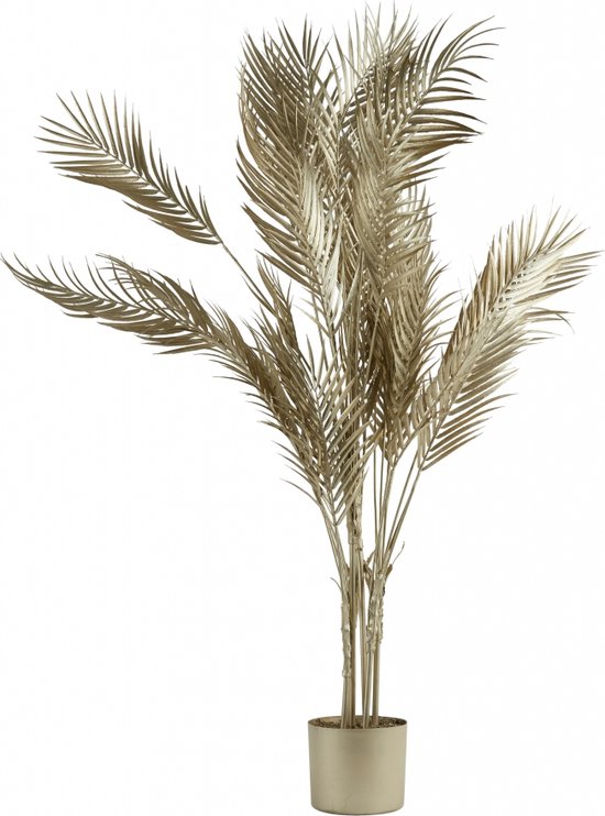 Kunstplant Palm Goud - Kunststof Metallic Licht Goud - 120x110x0cm (hxbxd)  - - Woonexpress | bol