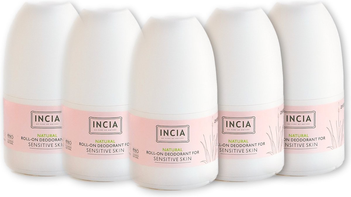 INCIA 100% Natuurlijke Deodorant voor de Gevoelige Huid - 5x 50 ml - Voordeelverpakking - Vegan