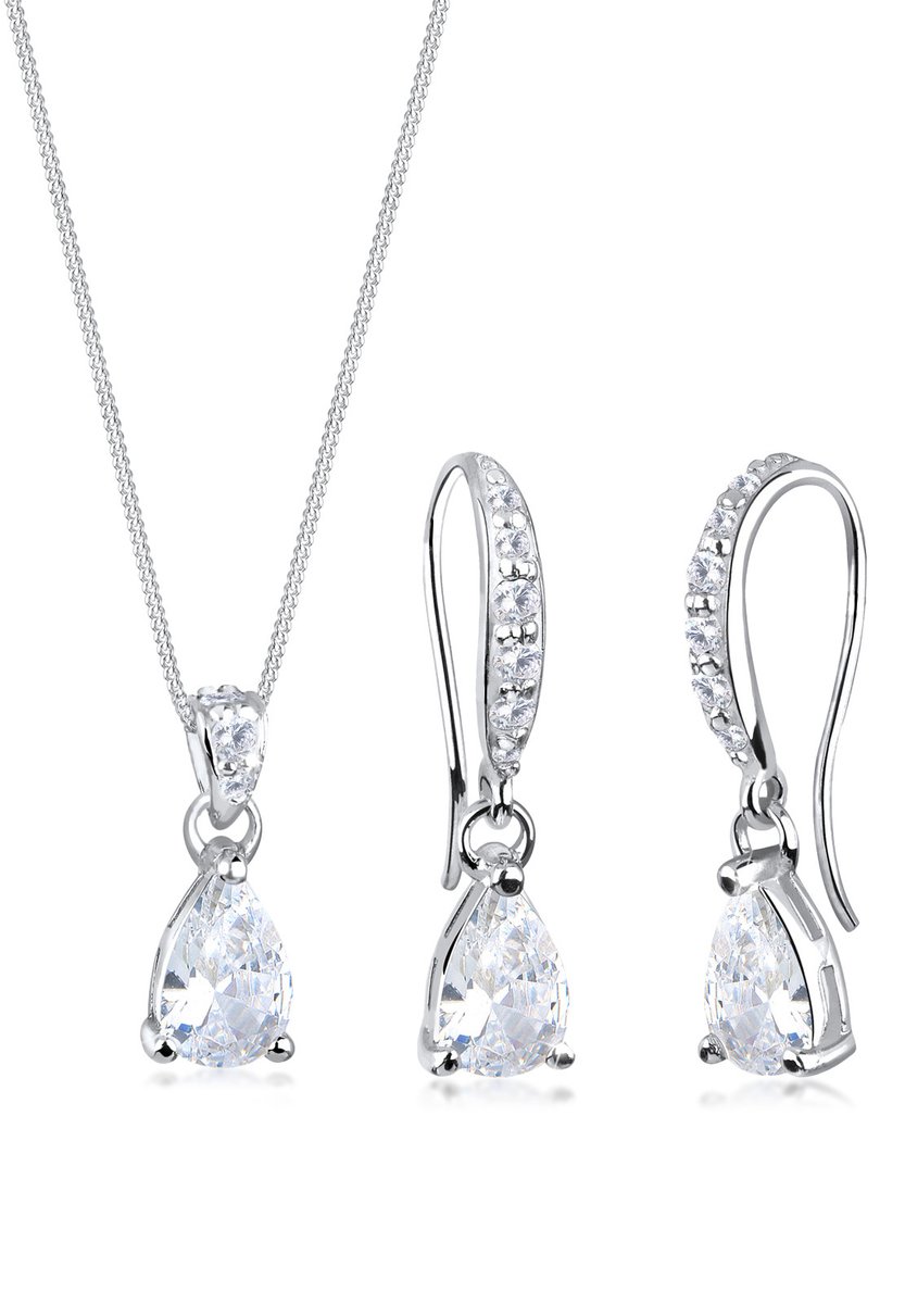 Elli - Sieraden Set - Dames Oorbellen met Zirkonia Stenen Sterling in 925 Sterling Zilver - Dames