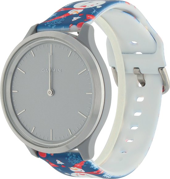 Bandje Voor Garmin Vivoactive / Vivomove Print Sport Band - Kerst Sneeuwpop Blauw (Veelkleurig) - Maat: 20mm - Horlogebandje, Armband