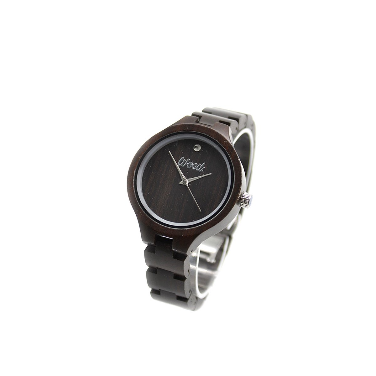 Woed Perunia - Houten horloge heren - 39 mm - Quertz - Premium - Bruin - Zwart - Hout