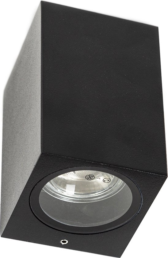 KS Verlichting Geo down wandspot zwart inclusief GU10 led lamp met dag/nacht sensor